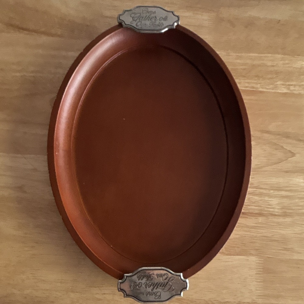 Beautiful Wooden Serving Tray With Silver Handles: Come Gather At Our Table